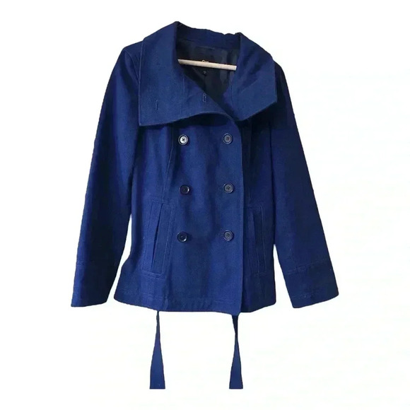 GAP Blue Lined Cotton Belted Wrap Jacket Size Small - Picture 2 of 3